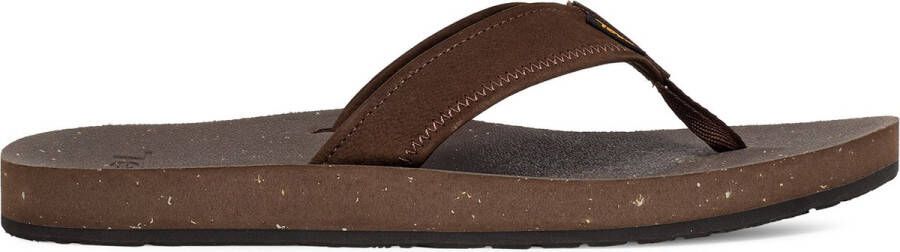 Teva M REFLIP LEATHER CHOCOLATE BROWN Heren Slippers CHOCOLATE BROWN