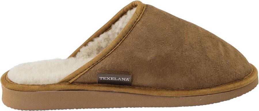 Texelana wollen sloffen en pantoffels voor & instapper slipper van schapenvacht met bontrand model Tara