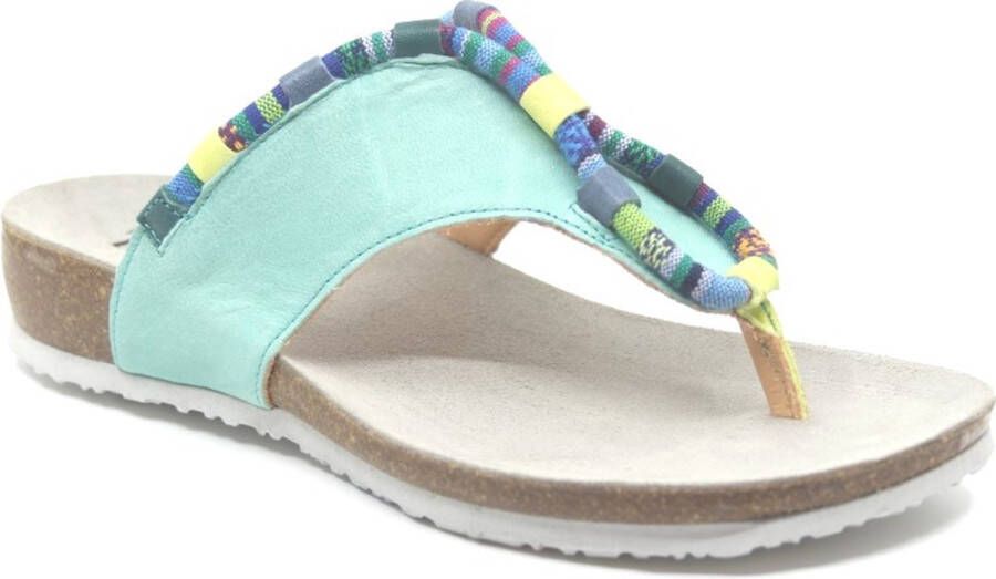 Think! Teenslippers Julia wedge heel summer shoe slippers with colorful decorative elements