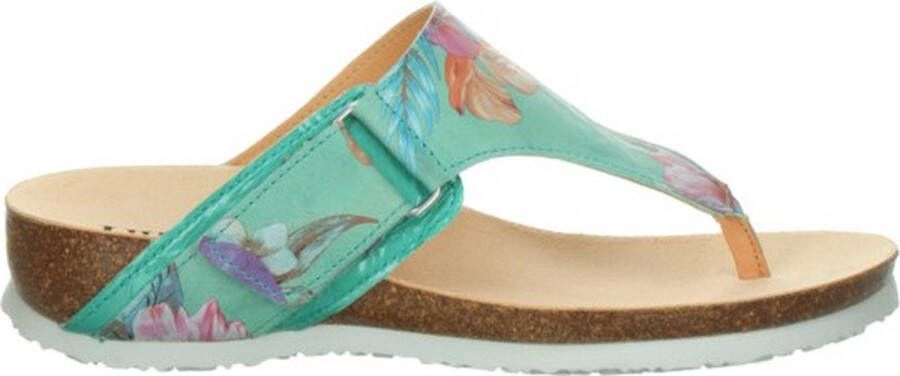 Think! Teenslippers Julia tricothak zomerschoen pantoffels met een licht glanzende look