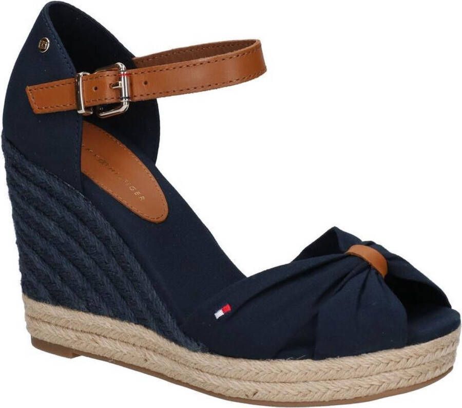 Tommy Hilfiger Basic Open Toe High Wedge Espadrilles Met Sleehak Dames Blauw