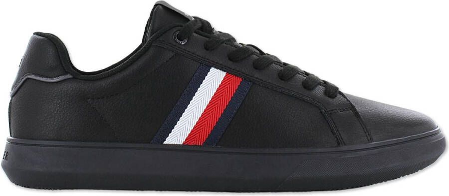 Tommy Hilfiger Corporate Leather Cup Stripes Heren Sneakers Schoenen Zwart FM0FM04732BDS