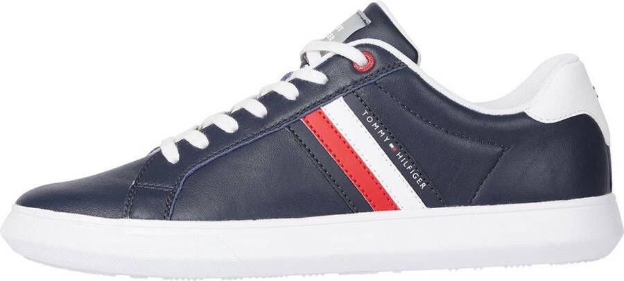 Tommy Hilfiger Corporate Leather Cup Stripes Heren Sneakers Schoenen Blauw FM0FM04732DW5