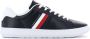 Tommy Hilfiger Essential Leather Cupsohle Heren Sneakers Sportschoenen Schoenen Leer Blauw FM0FM02668-DW5 - Thumbnail 1