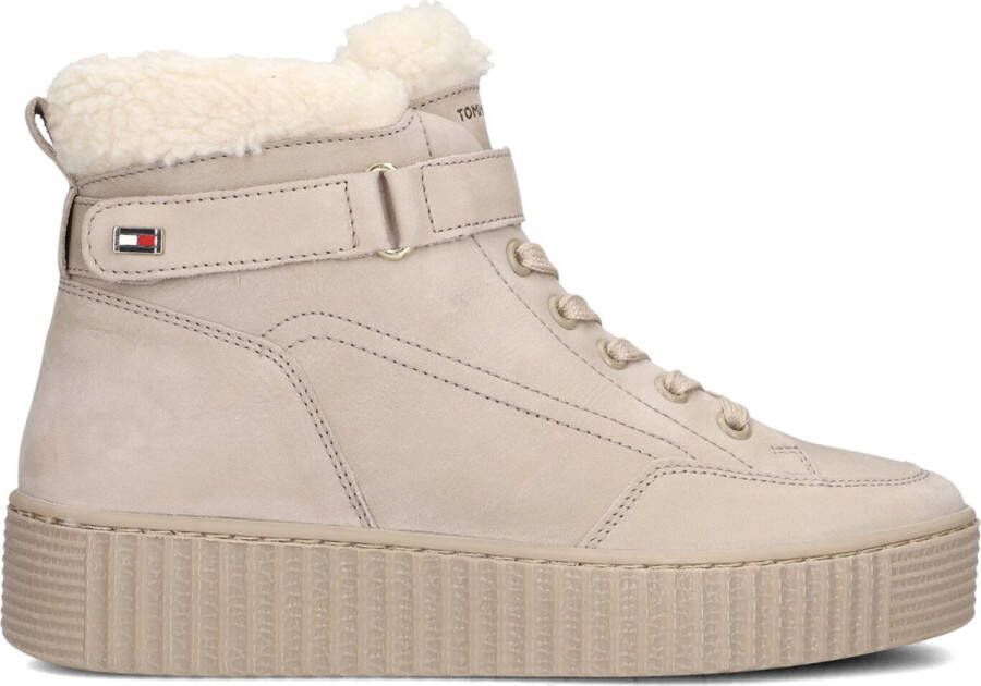 TOMMY HILFIGER Hoge Sneakers Dames Faux Fur Low Lace-up Maat: 39 Materiaal: Nubuck Kleur: Beige - Foto 1