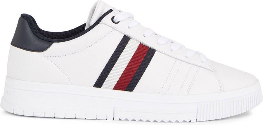 Tommy Hilfiger Witte polyester sneakers met veters contrastdetails logo White Heren