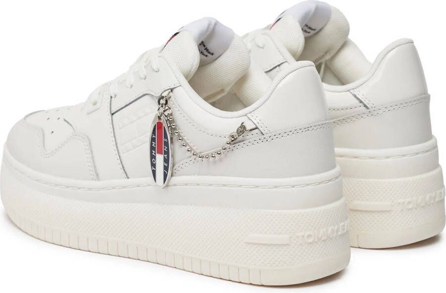 Tommy hilfiger jeans Leren Plateausneakers Met Veters