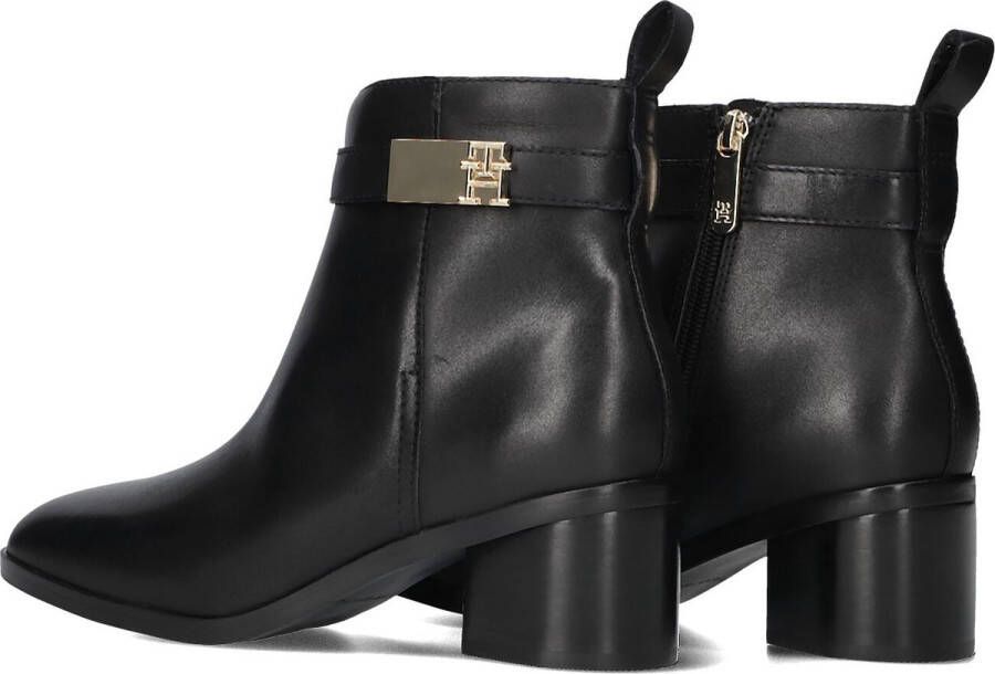 Tommy Hilfiger Logo Mid Heel Bootie Enkellaarsjes Enkelboots met rits Dames Zwart