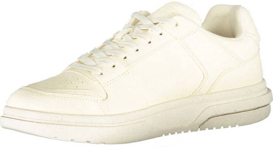 Tommy Hilfiger Sportieve witte vetersneakers met contrastdetails White Heren