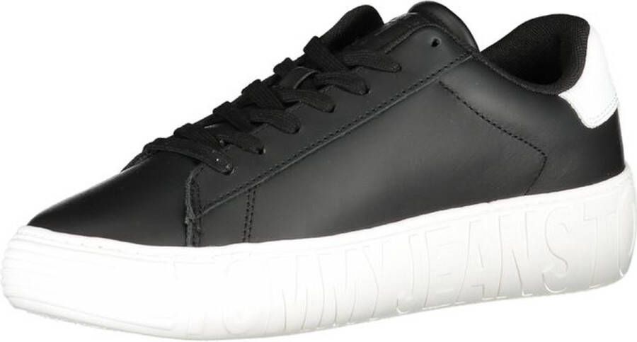 TOMMY JEANS Plateausneakers LEATHER OUTSOLE met contrastafwerking vrijetijdsschoen halve schoen veterschoen