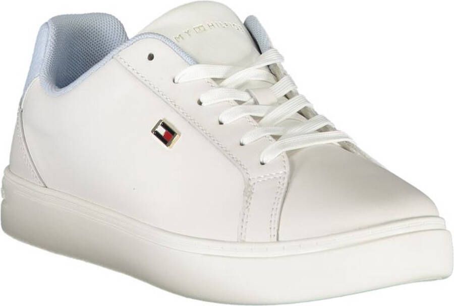 Tommy Hilfiger Witte polyester sneakers met veters contrastdetails logo White Dames