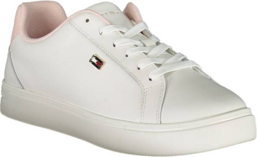 Tommy Hilfiger Witte Polyester Sneakers met Veters Contrastdetails Logo White Dames