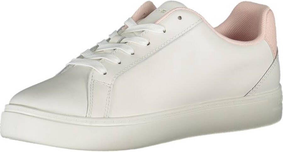 Tommy Hilfiger Witte Polyester Sneakers met Veters Contrastdetails Logo White Dames