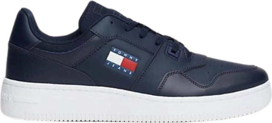 Tommy Hilfiger Retro Basket leren heren sneakers Blauw Uitneembare zool