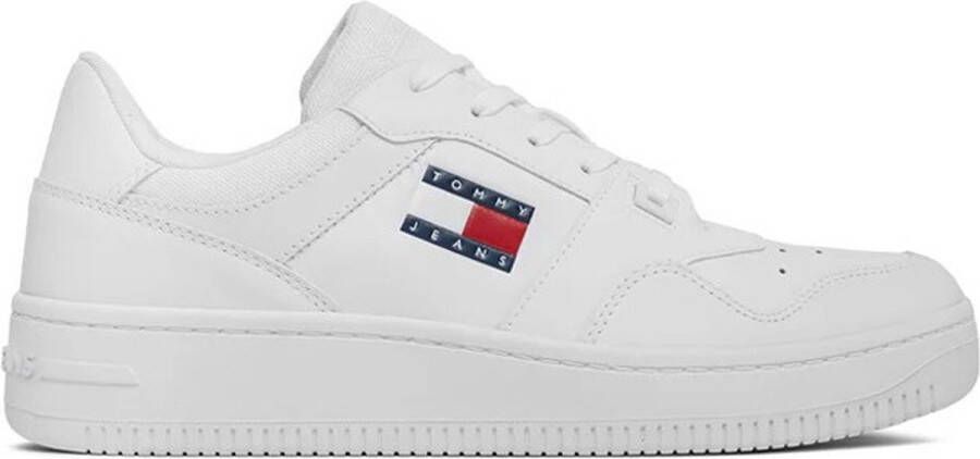 Tommy Hilfiger Retro basket leren heren sneakers Wit Uitneembare zool