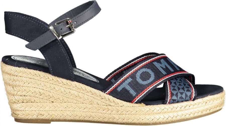 Tommy Hilfiger Sleehaksandaaltjes TOMMY WEBBING LOW WEDGE SANDAL met opvallende logo