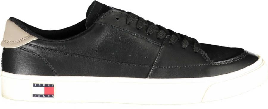 Tommy Hilfiger Zwarte Polyester Sneaker met Contrasterende Details Black Heren