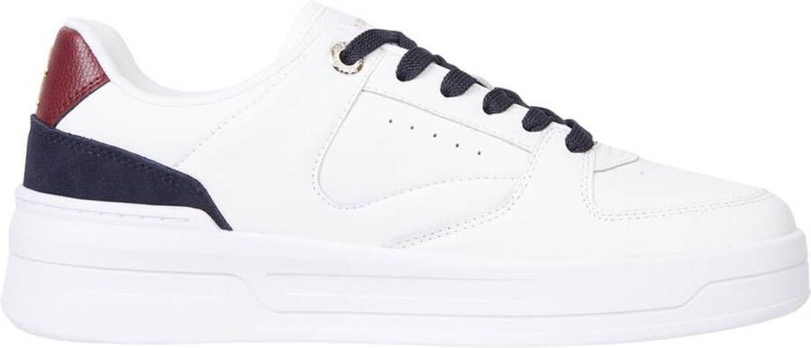 Tommy Hilfiger Plateausneakers LEATHER BASKET SNEAKER Logo-opdruk op de tong vrijetijdsschoen halfschoen veterschoen