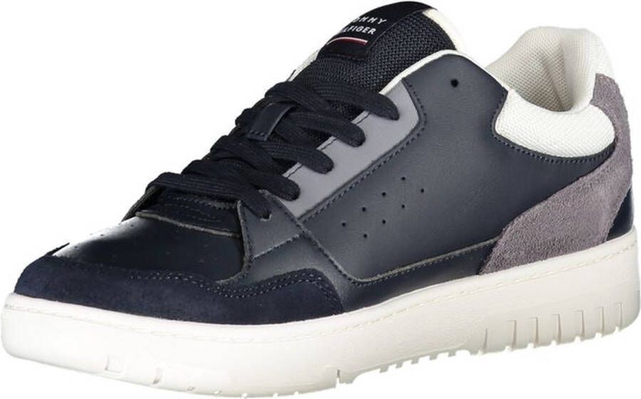 Tommy Hilfiger Lage leren en PU leren sneakers Blue Heren