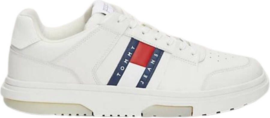 Tommy Hilfiger Witte polyester sneakers met veters contrastdetails print logo White Heren