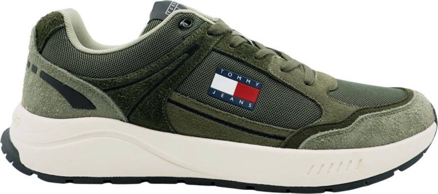 TOMMY JEANS Sneakers met sleehak TJM RUNNER MIX MATERIAL sleehak freizeitschoen lage schoen veterschoen met logovlag