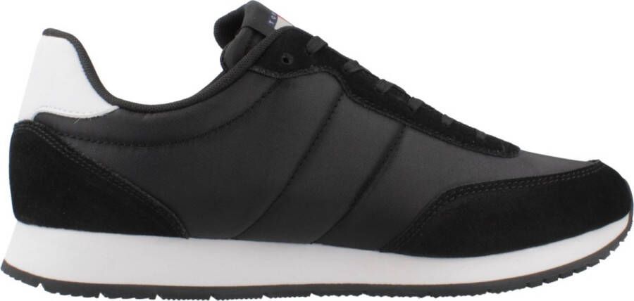 Tommy Hilfiger Zwarte Polyester Sneaker met Contrastdetails Black Heren