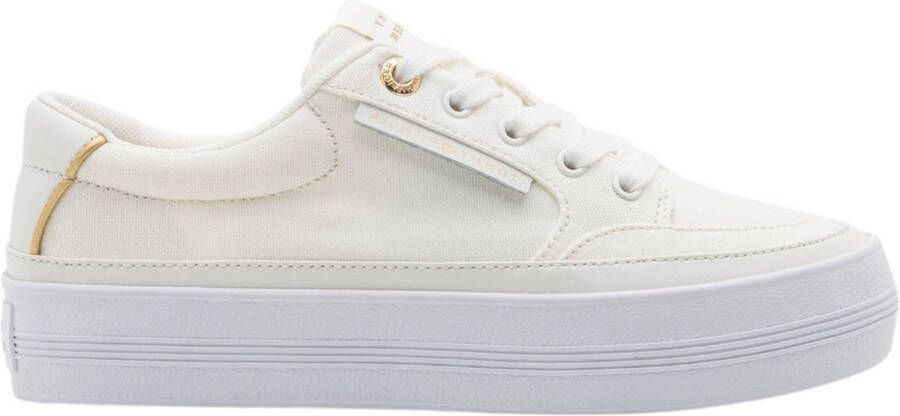 Tommy Hilfiger Crème Katoenen Sneaker Dames Collectie Beige Dames