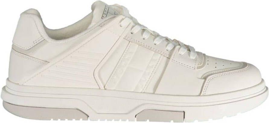 Tommy Hilfiger Witte Leren Heren Sneaker Met Iconisch Logo