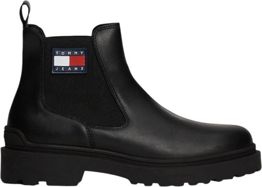 TOMMY JEANS Chelsea-boots TJM LEATHER CHELSEA BOOT hakken zakelijke mode instaplaarzen enkellaars breedte g