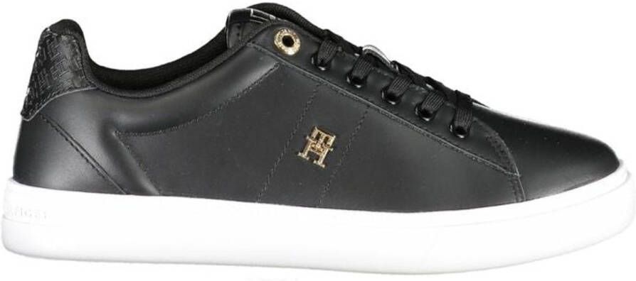 Tommy Hilfiger Zwarte Polyester Sneaker Met Veters En Logo