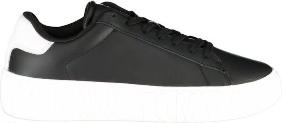 TOMMY JEANS Plateausneakers LEATHER OUTSOLE met contrastafwerking vrijetijdsschoen halve schoen veterschoen