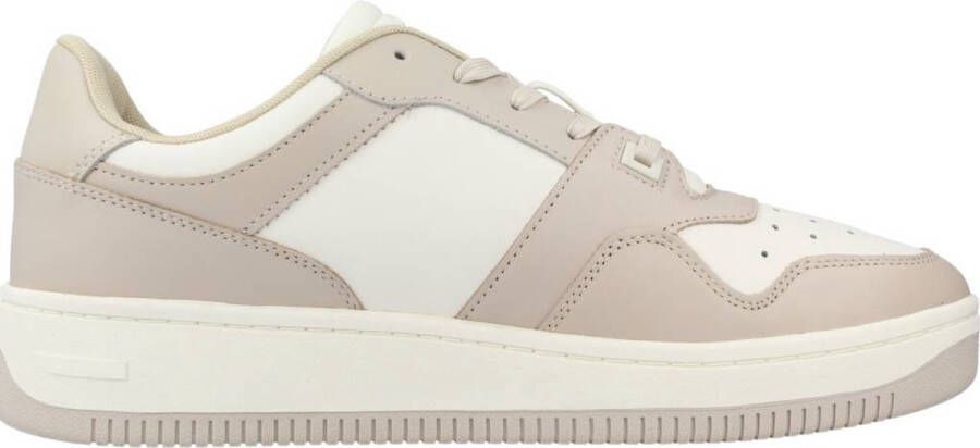 Tommy Jeans Leren Basket Sneakers voor Mannen Beige Heren