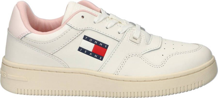 TOMMY JEANS Tommy Hilfiger Retro Basket Essential dames sneaker Wit roze