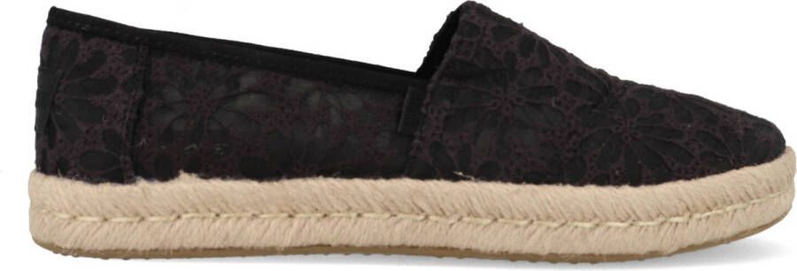 TOMS Alpargata Rope 2.0 Zwart Bloemmotief Kant Espadrille