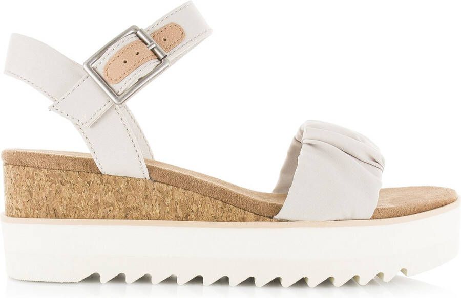 TOMS Diana Ruched Woven Beige Wedge Sandaal