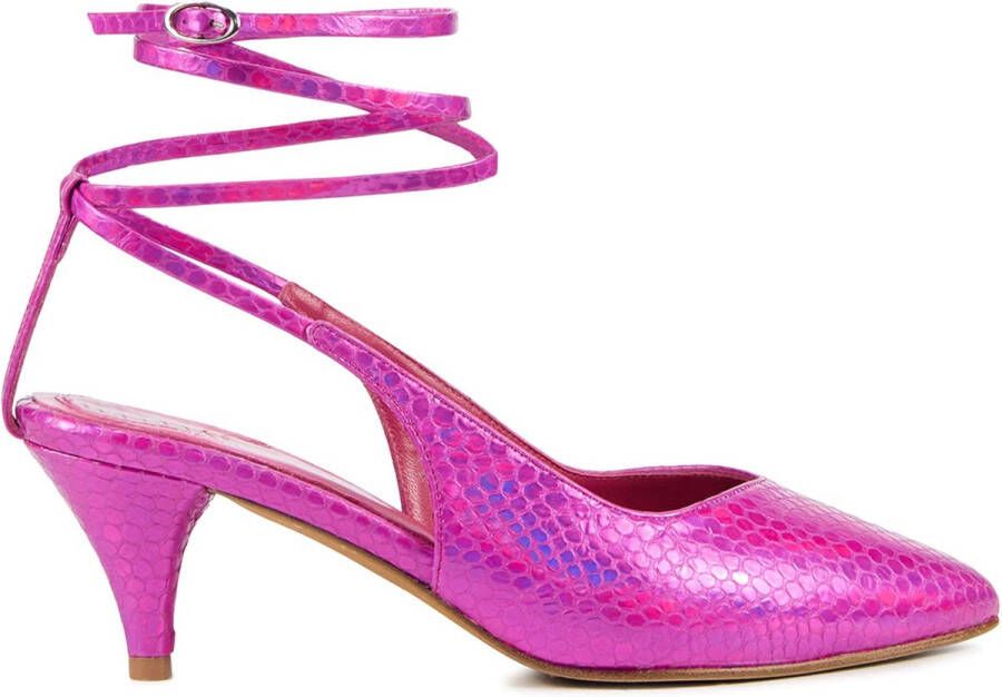 Toral Dames Pumps Damesschoenen Leer Crocoprint hoogte Nor Fuchsia