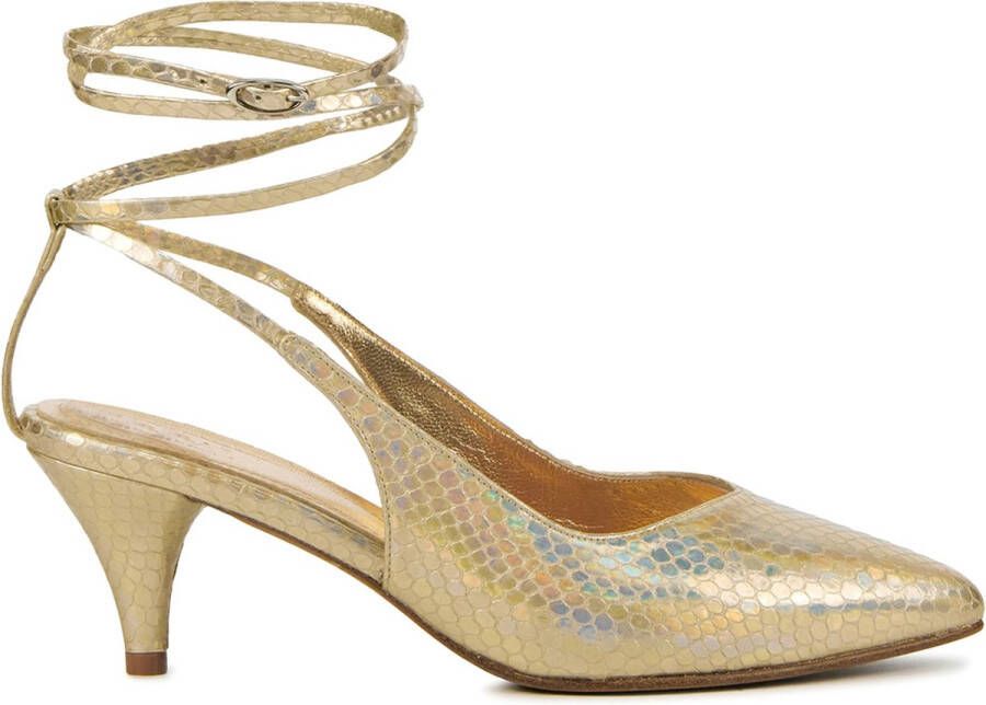 Toral Dames Pumps Damesschoenen Leer Crocoprint hoogte Nor Goud