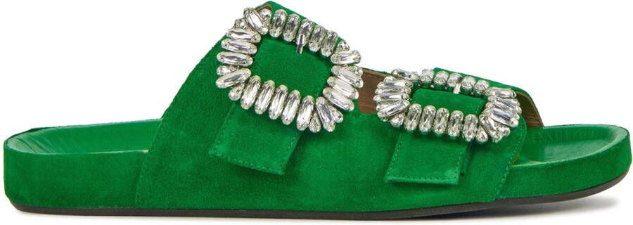 Toral Groen Leren Sliders Stap in Stijl Green Dames