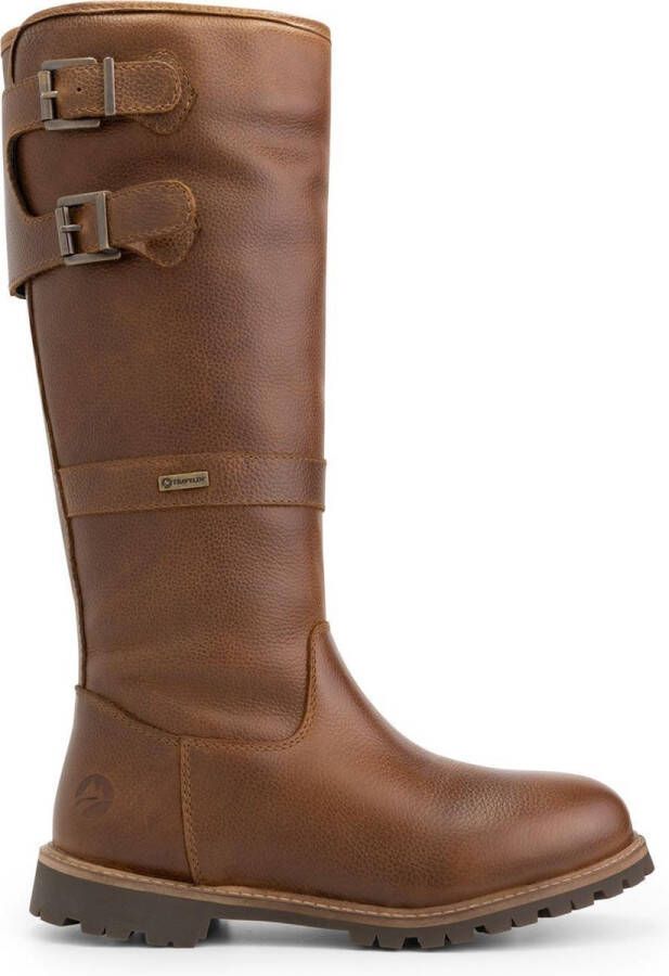 Travelin ' Alaska Dames Outdoor Laarzen Vibram zool Waterdicht Gevoerd Cognac Bruin Leer