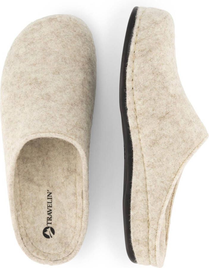 Travelin Be-Home Sloffen Wollen Pantoffels Heren Beige