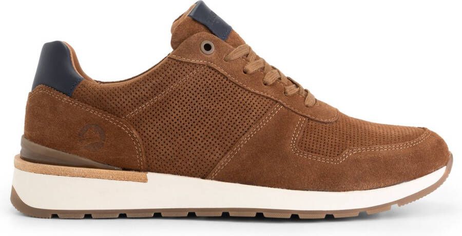 Travelin ' Brampton Lage heren sneakers 100% leer en ademend Cognac