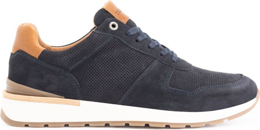 Travelin ' Brampton Lage heren sneakers 100% leer en ademend Marineblauw