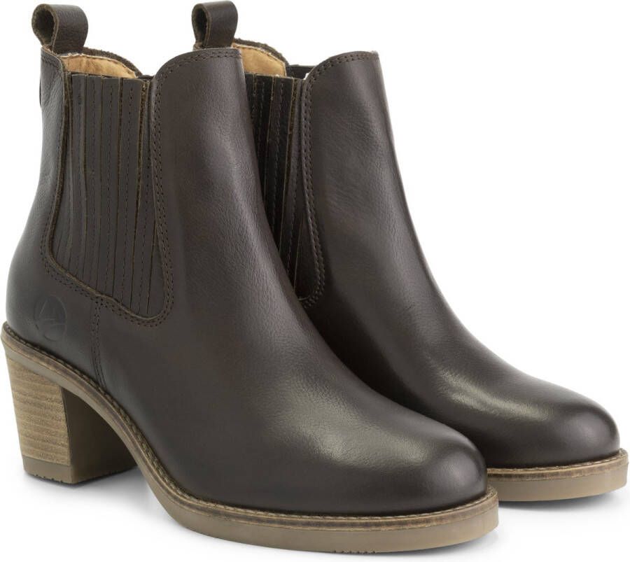 Travelin ' Callac Dames enkellaars met hak Nette Leren Chelseaboots Vrouwen Donkerbruin leer