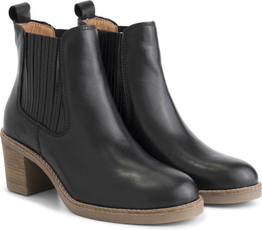 Travelin ' Callac Dames enkellaars met hak Nette Leren Chelseaboots Vrouwen Zwart leer