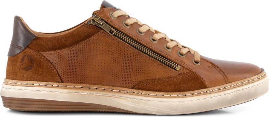 Travelin ' Coventry Casual leren herensneakers met rits Cognac Bruin leer