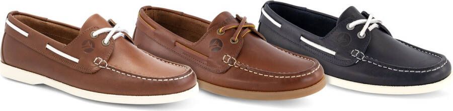 Travelin ' Exmouth Dames Leren Moccasins met veter Bootschoenen Instappers Cognac Bruin Leer