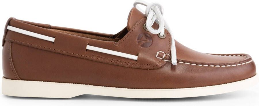 Travelin ' Exmouth Dames Leren Moccasins met veter Bootschoenen Instappers Cognac Bruin Leer