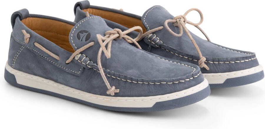 Travelin ' Falmouth Dames Leren Moccasins met veter Bootschoenen Instappers Blauw Leer