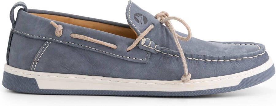 Travelin ' Falmouth Dames Leren Moccasins met veter Bootschoenen Instappers Blauw Leer