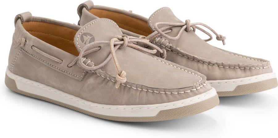 Travelin ' Falmouth Dames Leren Moccasins met veter Bootschoenen Instappers Grijs Leer